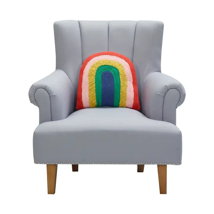 Shaped Rainbow Embroidered Pillow - Ampersand