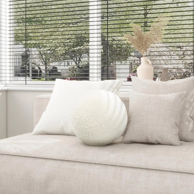 Luna 12" Round Sphere Accent Ball Throw Pillow, Ivory White