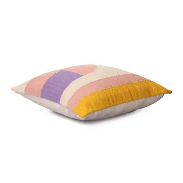 Geo Shapes Handcrafted Throw Pillow, Purple- 18x18 Inch