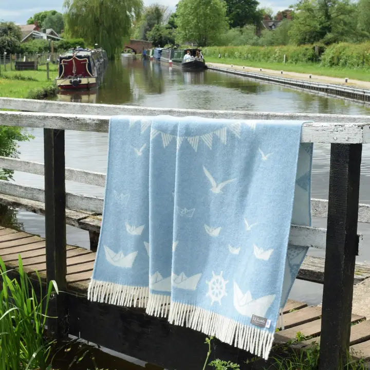 Sea Blue Pure Wool Throw