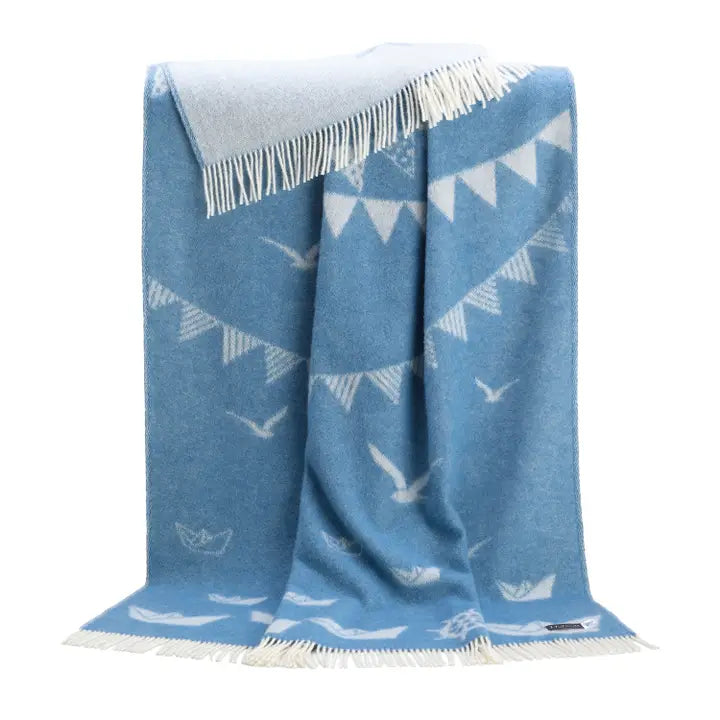 Sea Blue Pure Wool Throw